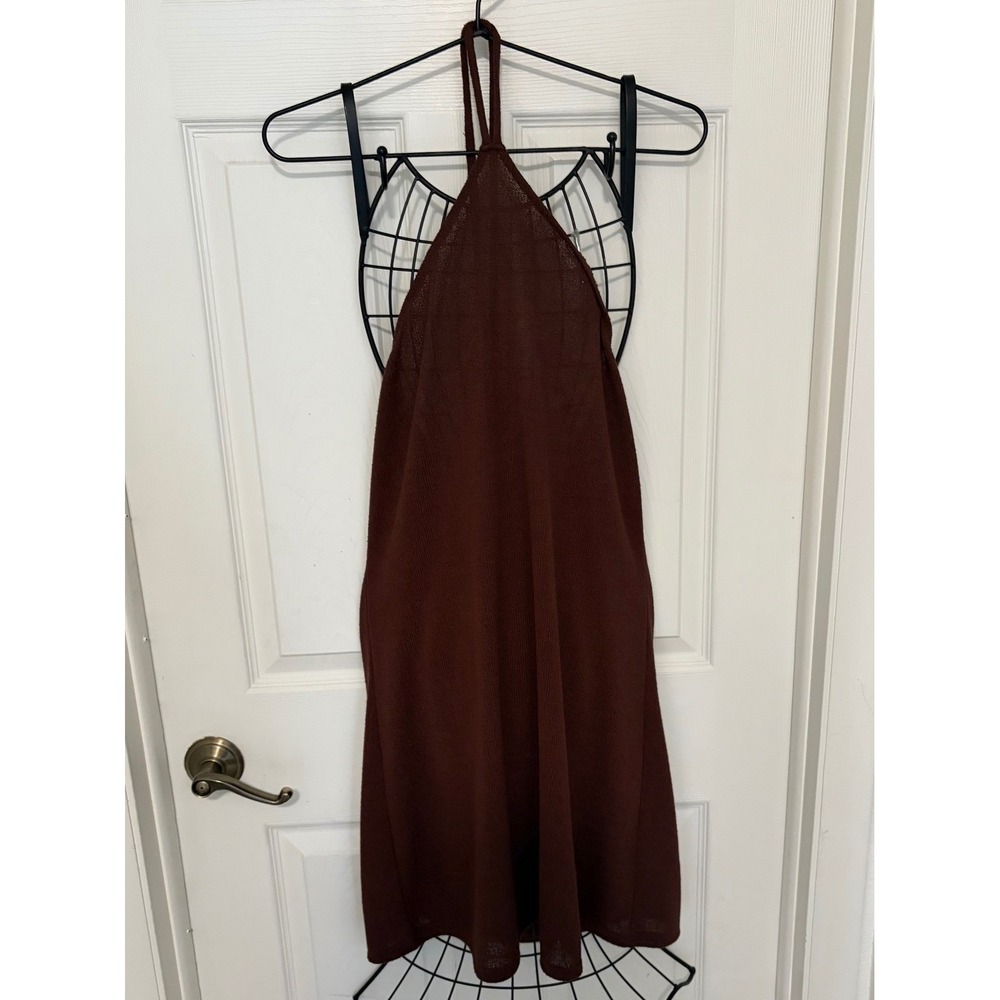 H&M Divided Women's XL Chocolate Brown Knit Halter Maxi Dress Minimalist Boho